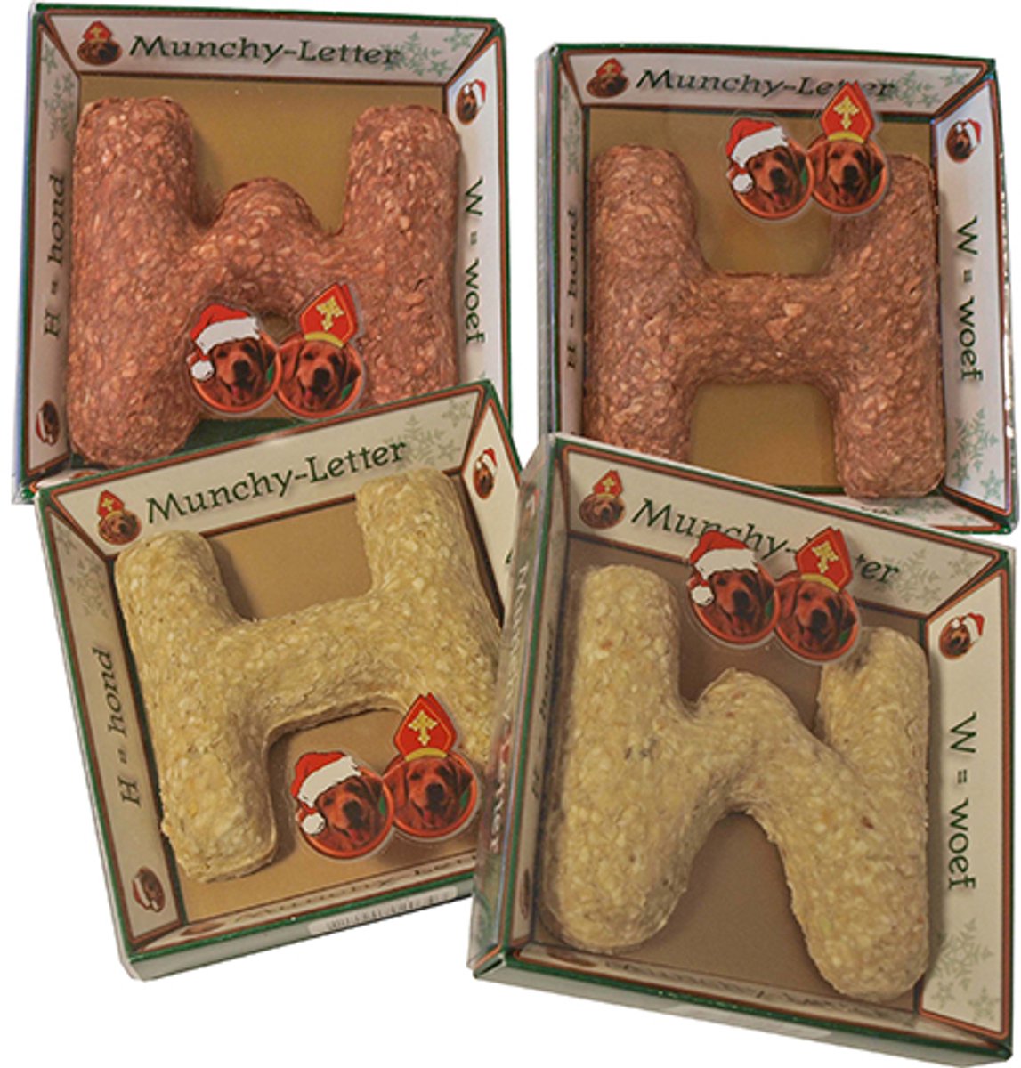 Kerst munchy letter W - H assortie - per 4 stuks