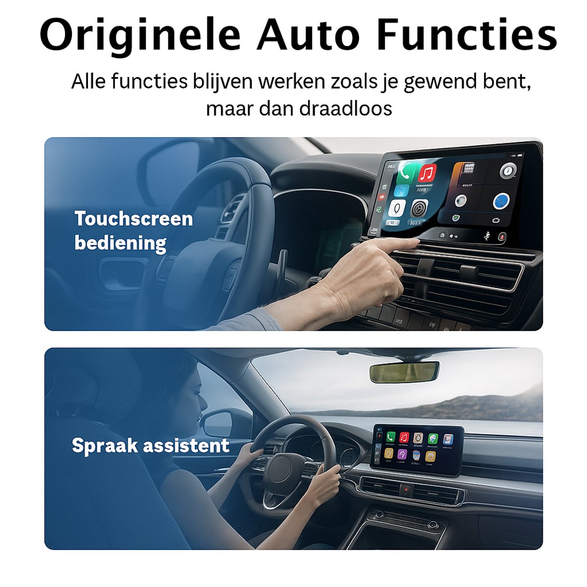 Draadloze CarPlay & Android Auto Dongle 2-in-1 USB & USB-C Adapter voor auto infotainment, OPTIMERA PRO - Afbeelding 3