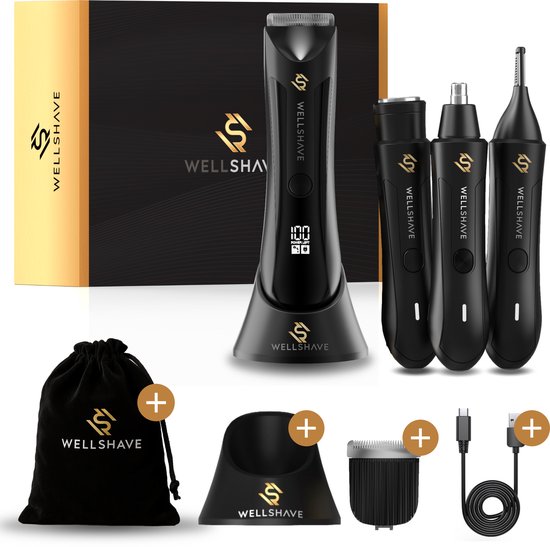 Foto: Wellshave shave package 3 0 neustrimmer bodygroomer all in one wenkbrauw en oorhaar trimmer neushaartrimmer voor mannen body trimmer heren shaver voor schaamstreek lichaam vaderdag cadeau