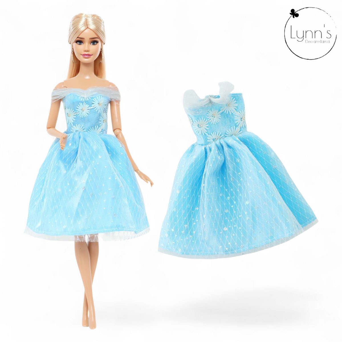 Lynn’s poppenkleertjes - Set ‘Luna’ - Geschikt voor modepop - Set van 5 outfits en 5 paar schoenen - Kleding voor modepoppen - Cadeauzakje — afbeelding 10
