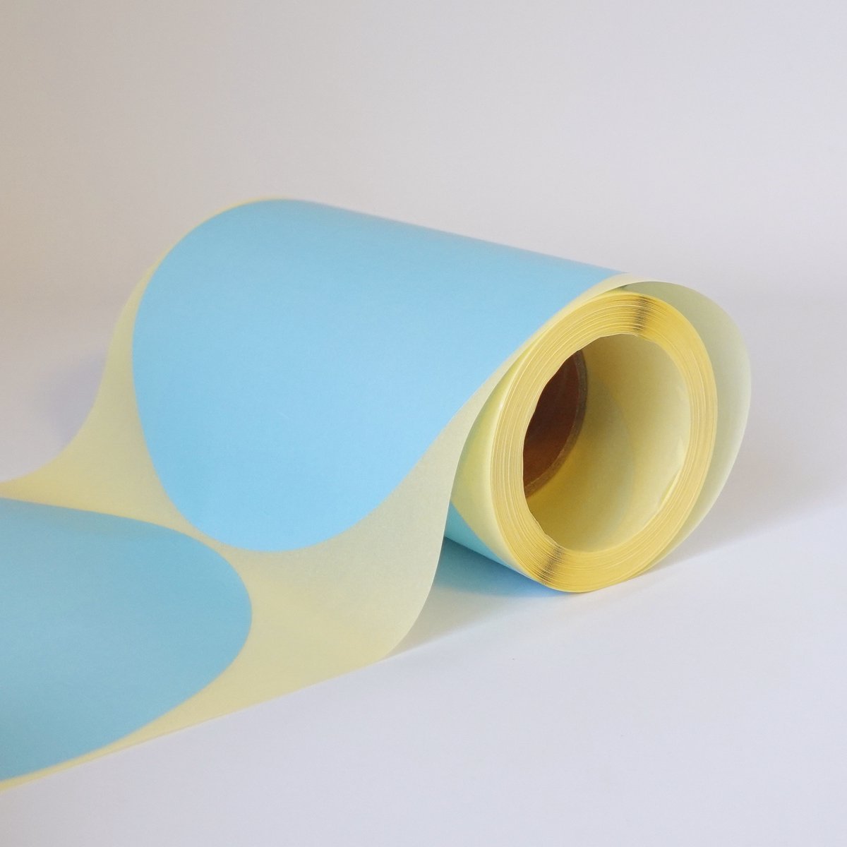 Blanco Stickers op rol 200mm rond - 90 etiketten per rol - Blauw