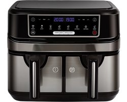 Heteluchtfriteuse - Aifryer - 9 liter XXL - 2 onafhankelijke lades van 4,5 liter - 8 automatische programma's met LED-touchscreen - 2 Kookvakken