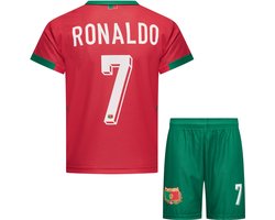 Cristiano Ronaldo CR7 Portugal Tenue - Voetbal Shirt + broekje set - EK/WK voetbaltenue - Maat 152 - Rood Groen