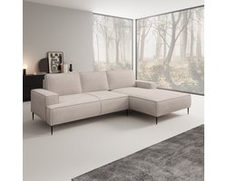 Meubella - Hoekbank Olympia - Beige ribstof - Rechts