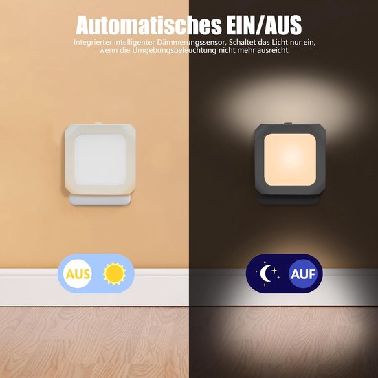 Nachtlampje - Nachtlampje Stopcontact - Nachtlampje volwassenen - LED nachtlampje - Met schuifbare dimstand - Geschikt voor slaapkamers-trappen - Voor Baby-Volwassenen-Kinderen(2-pack) van Aimosen — afbeelding 2
