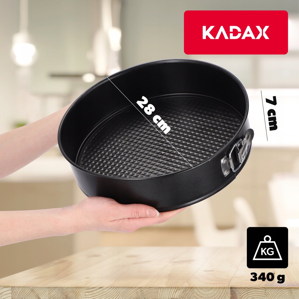KADAX Taartvorm, Ø 21,5 cm - 30 cm, springvorm van verzinkt en antiaanbaklaag, ronde bakvorm, taartvorm met platte bodem, lekvrij (diameter 28 cm, zwart) – foto 2