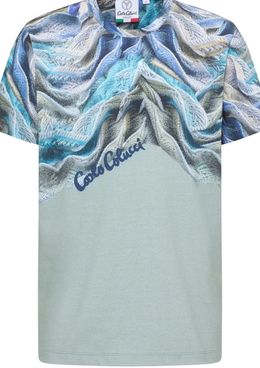 Carlo Colucci Artificial Knit T-Shirt Petrol