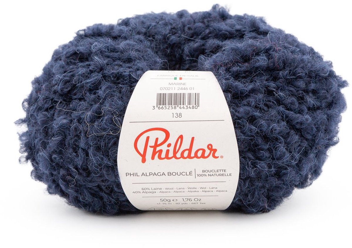 Phildar Alpaca Bouclé - Premium breigaren van wol - Krullend effect - Marine