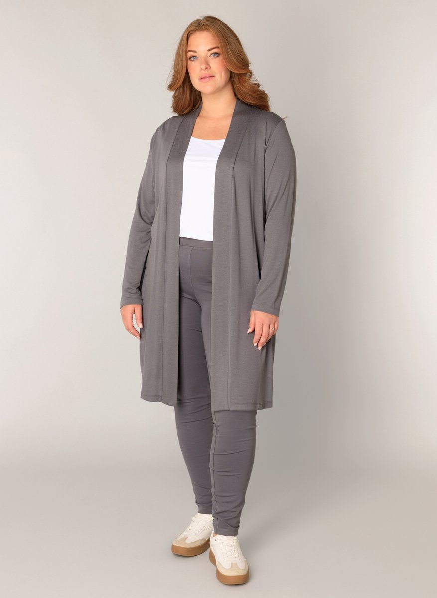BASE LEVEL CURVY Ayla Long Vest - Dark Grey - maat 2(50)