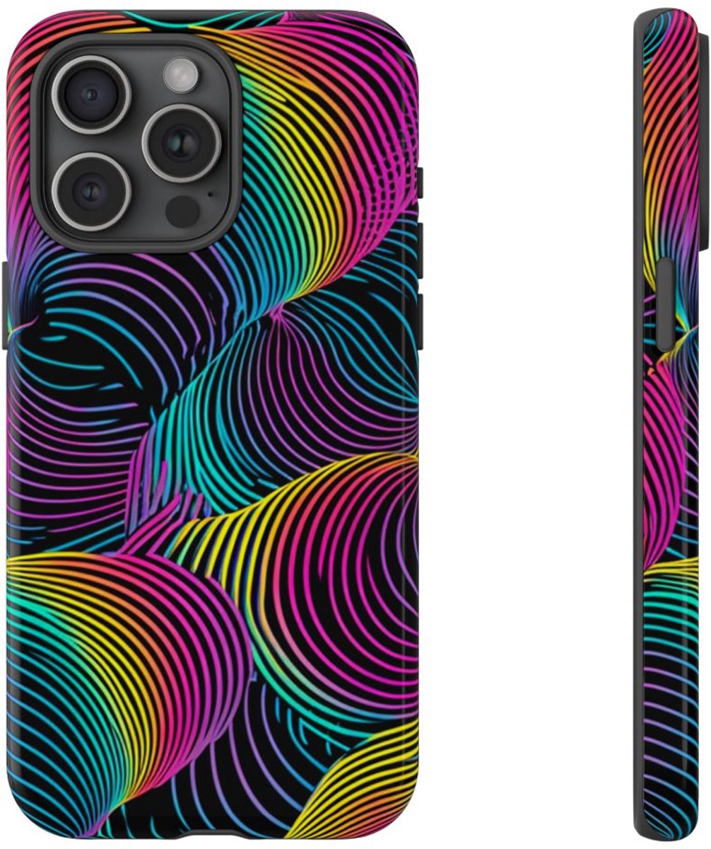 Kleurrijk Psychedelisch Optisch Patroon – Telefoonhoesje Geschikt voor iPhone 15 Pro Max