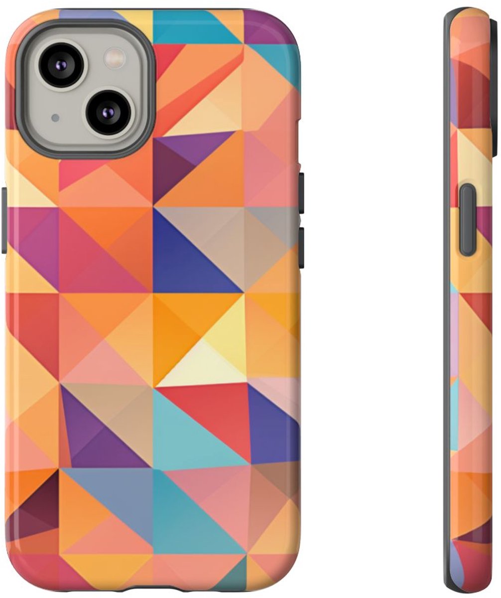 Kleurrijk Geometrisch Hoekpatroon – Telefoonhoesje Geschikt voor iPhone 14