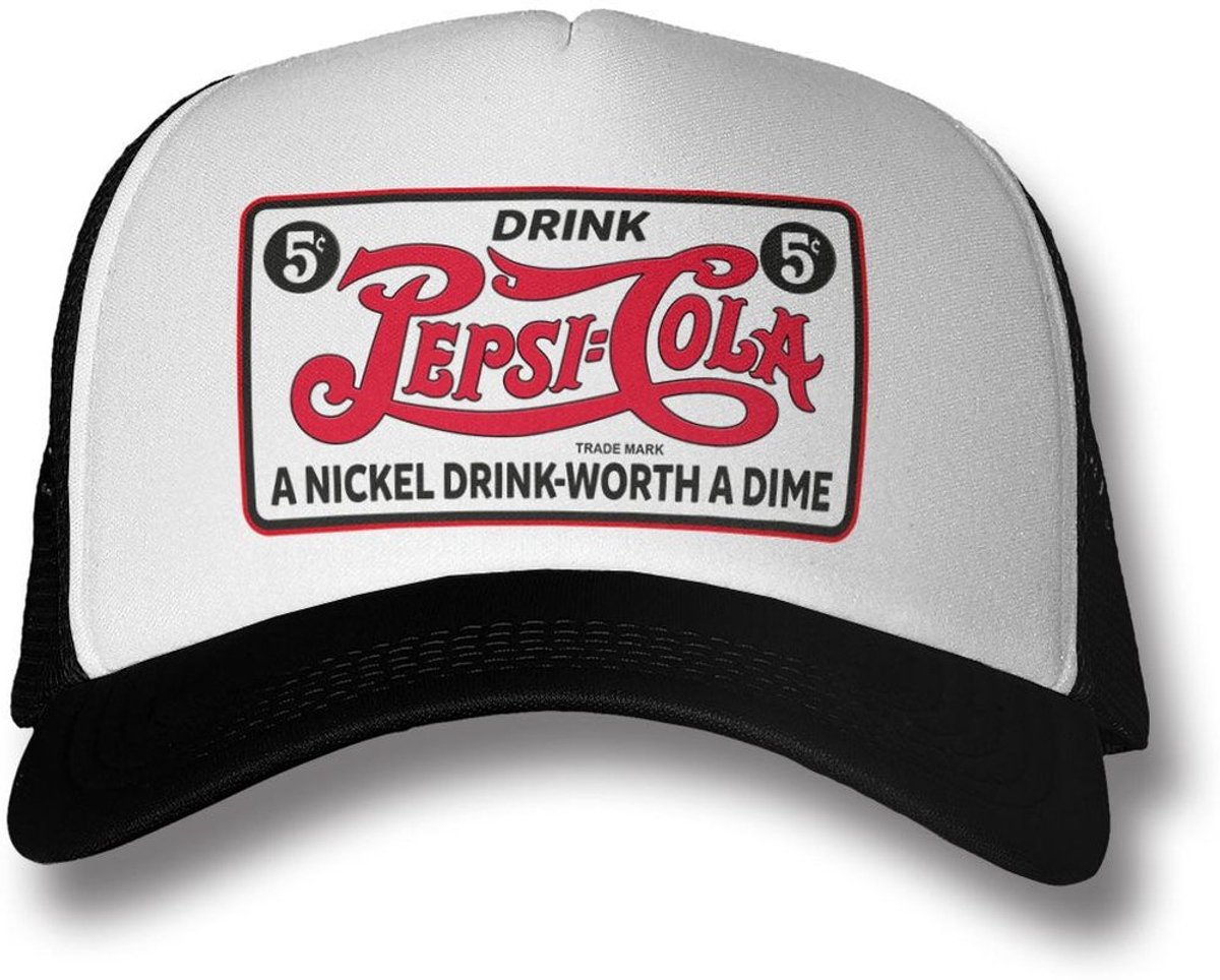 Pepsi Drink Retro Trucker Cap IMG-94-PEPS9901-WB- WhiteBlack