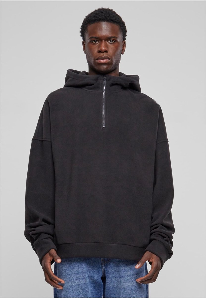 Urban Classics Oversized Polar Fleece Half Zip Hoodie/trui M Zwart