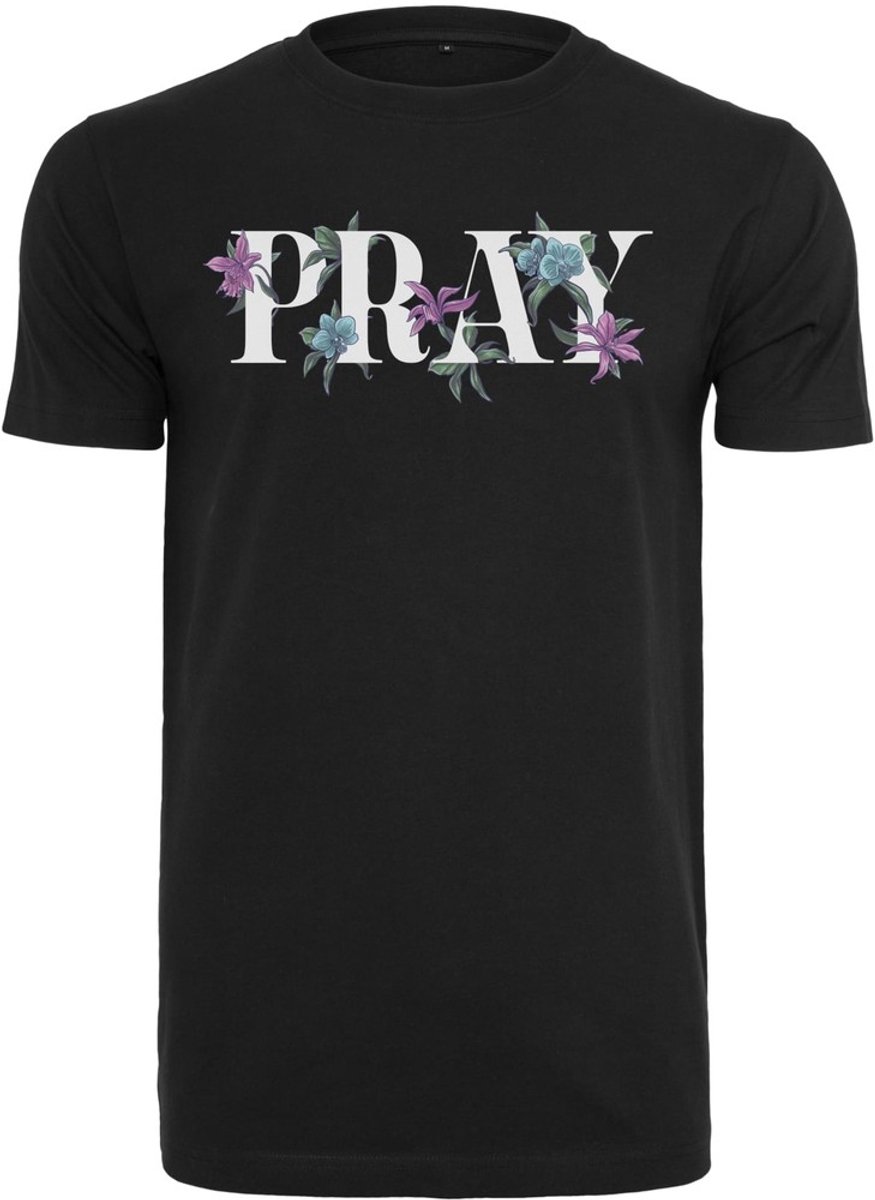 Mister Tee Flower Pray Heren T-shirt XS Zwart