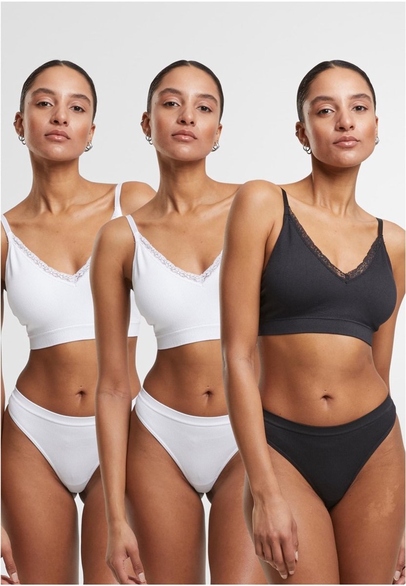 Urban Classics - Rip Tanga 3-Pack String - S - Wit/Zwart