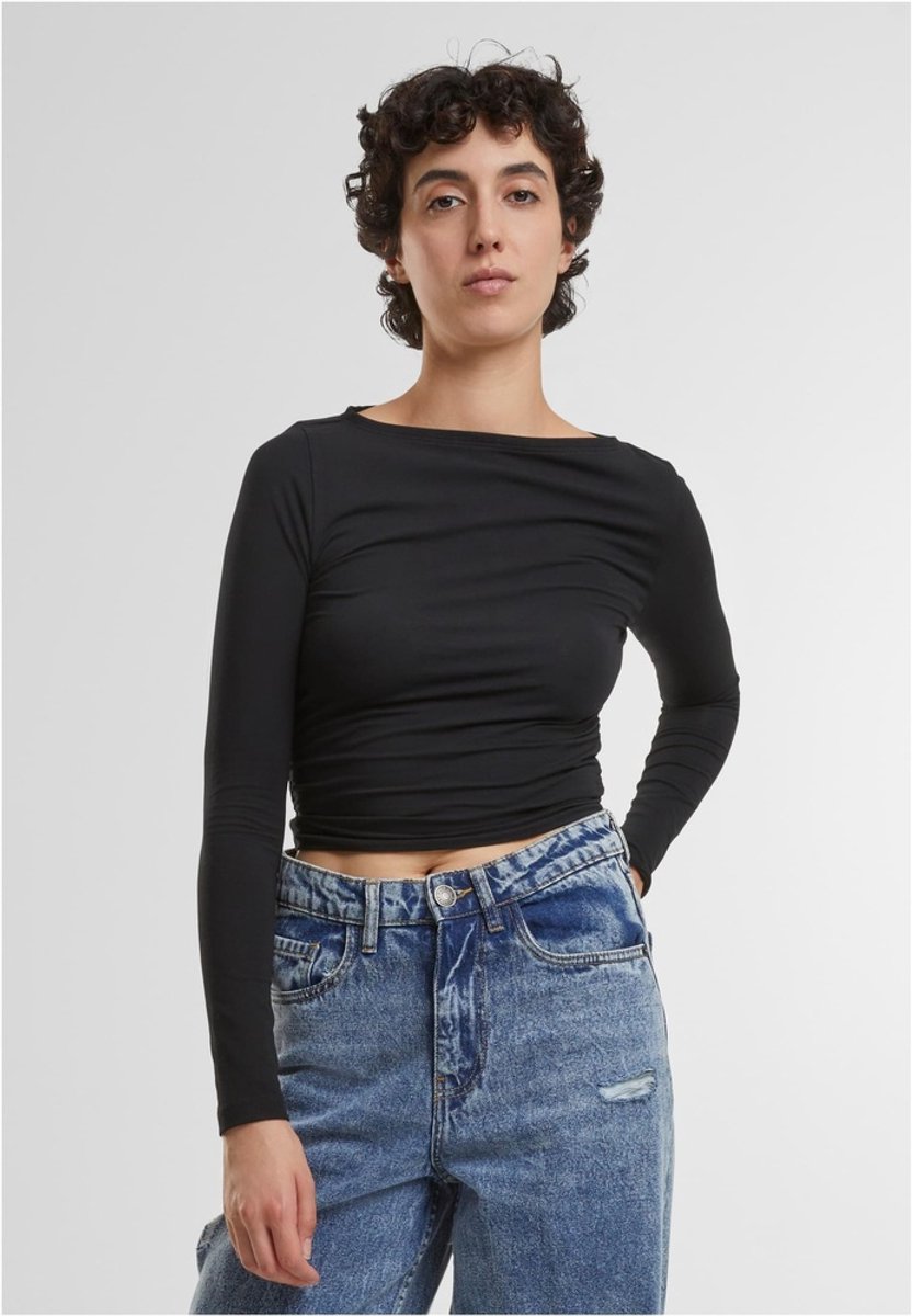 Urban Classics Ruffled Super Slim Longsleeve top 4XL Zwart