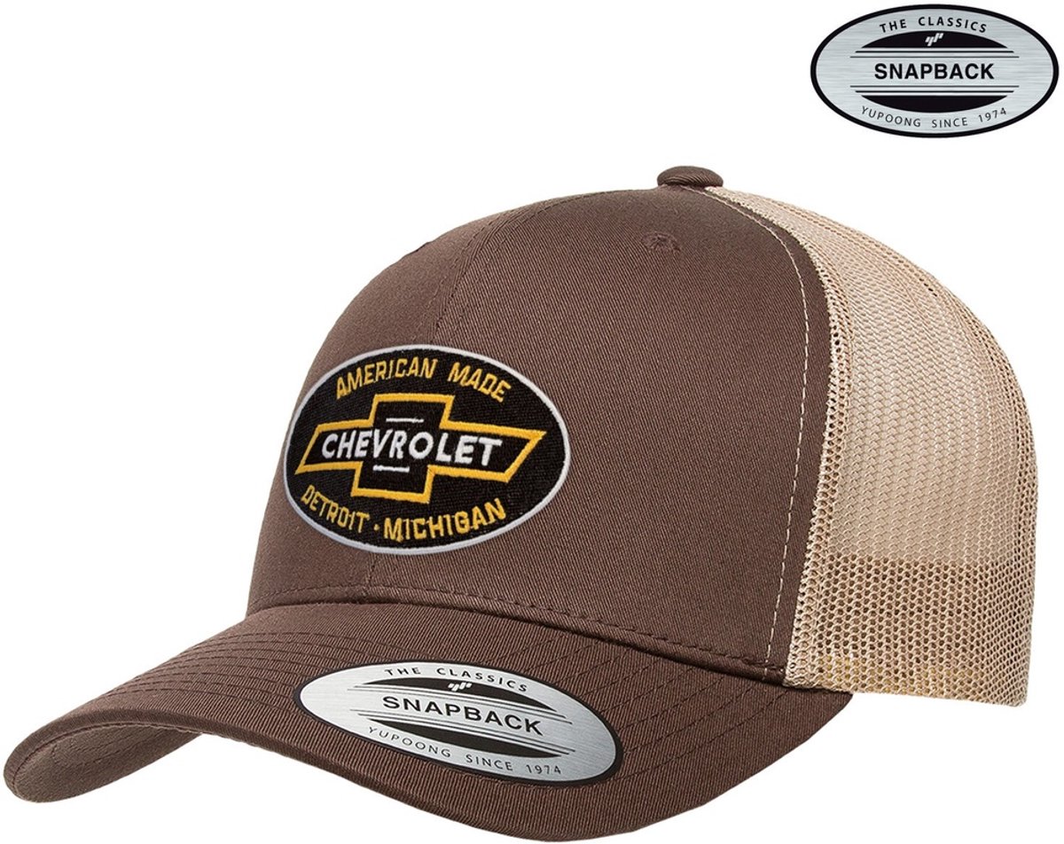 Chevrolet Cap American Made Premium Trucker Cap GM-93-CHEV9902-CB64 BrownKhaki