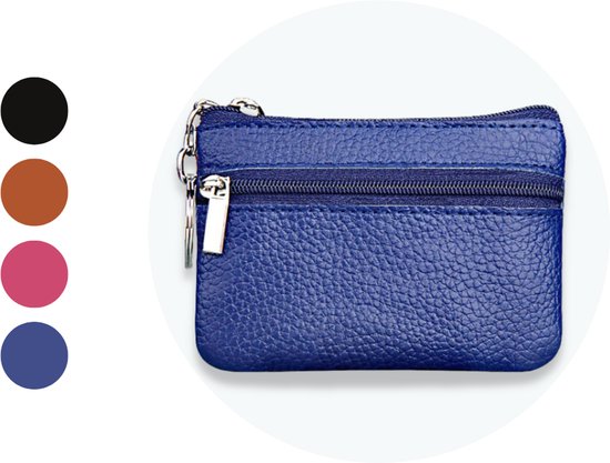 ZILOU® Sleuteletui - Autosleutel hoesje - Sleutelhouder - Sleuteltasje - met Rits - Dames en Heren - PU Leer - Blauw