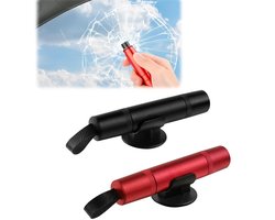 2-in-1 Ruitenbreker - 2 Stuks - Gordelsnijder - Draagbare Nooduitgang voor in de Auto - Met Voet - Noodhamer - Autoveiligheidshamer - Geschikt voor Auto- en Busbergingsgereedschappen - Ouderen, Vrouwen of Kinderen - Rood/Zwart