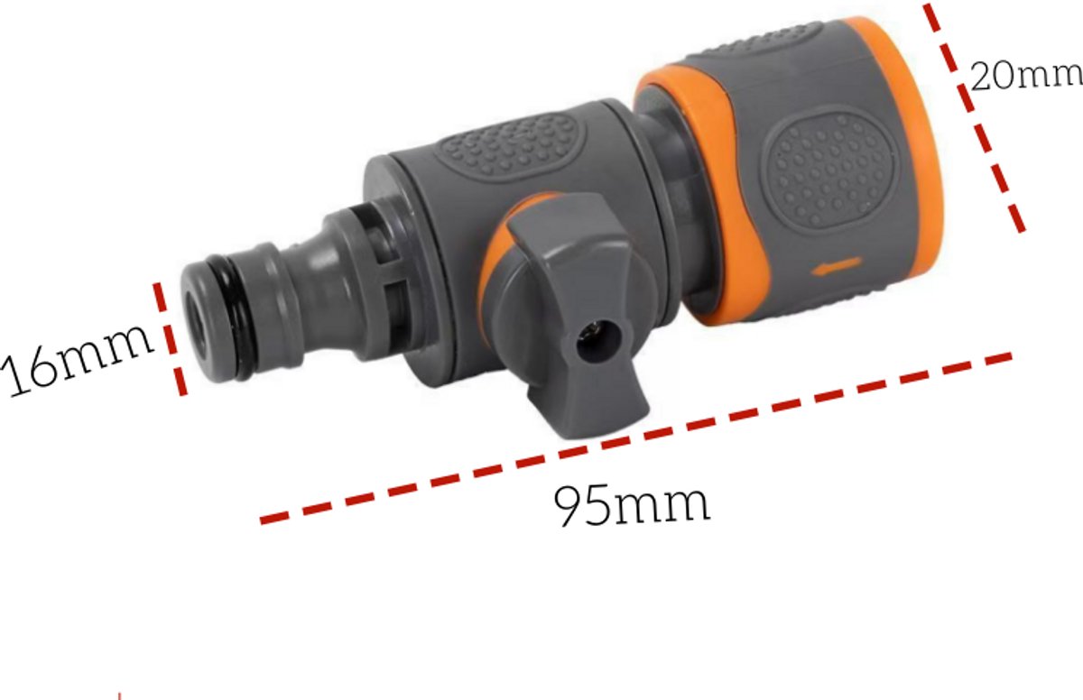 2 x Tuinslang Slangstuk - Slangkoppelingen -voor gazon、 landbouw 、 irrigatie -16 mm(95x20mm) - -met klepschakelaar – foto 6