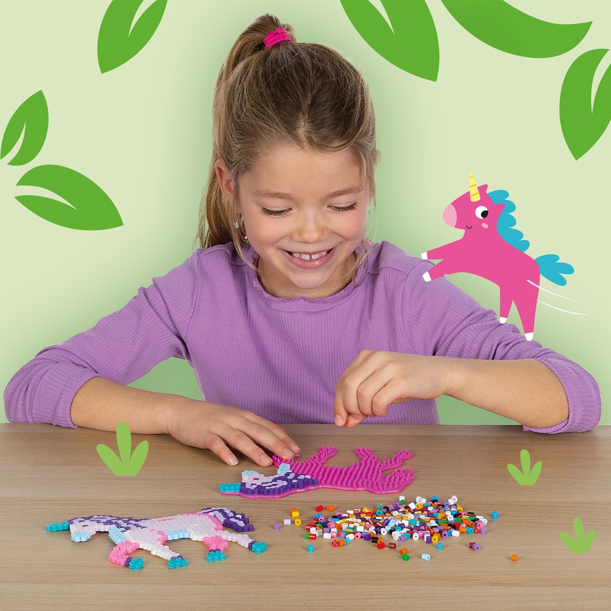SES Creative - Green Beedz - Unicorn - Strijkkralen - 1800 Stuks - Gerecycled Materiaal - Duurzaam - Vanaf 5 Jaar — afbeelding 2