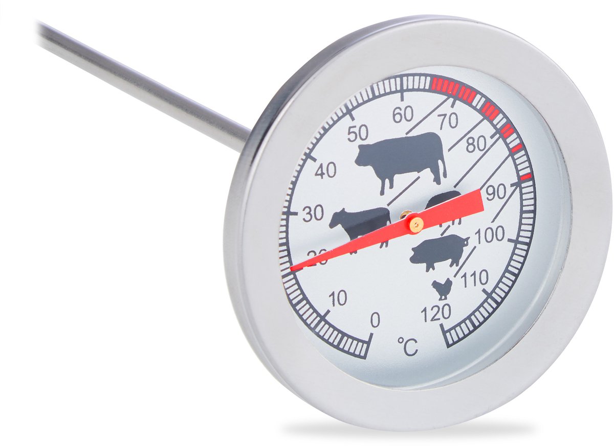 Relaxdays 10x vleesthermometer analoog - bbq thermometer rvs - braadthermometer barbecue
