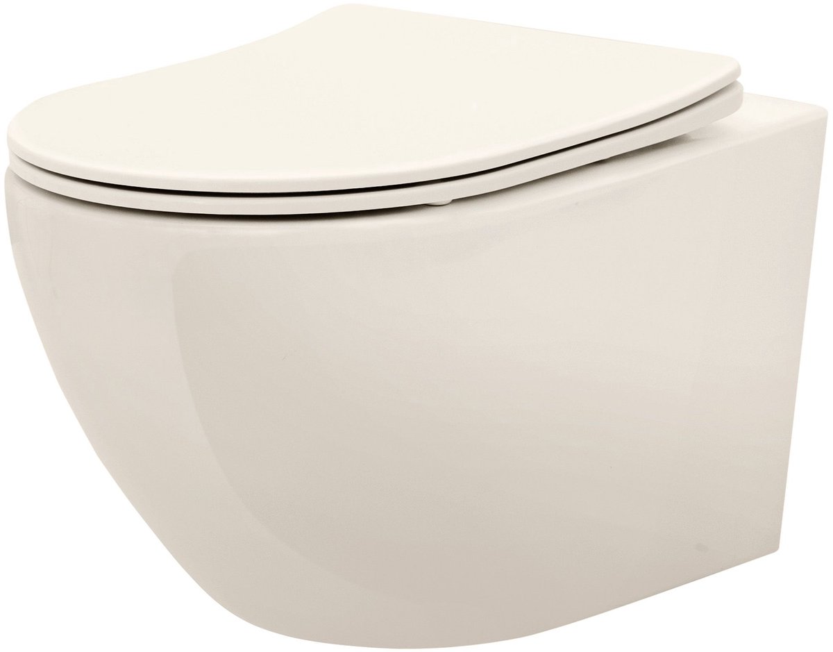 Rea - Hangende Toiletpot - Carlo Mini Rimless - Beige - 49,5X37X32cm