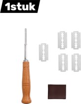 1stuk - Broodmes met houten handvat - roestvrij staal - gebogen lemmet - Europees ontwerp - professionele deegsnijder - perfect voor stokbroden en gebak - scherpe snijhoek