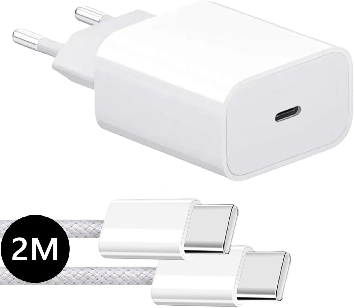 DISEV® – 25W Super Snellader – Power Adapter – USB-C Oplader – 2m USB-C Kabel – Universele Telefoonoplader