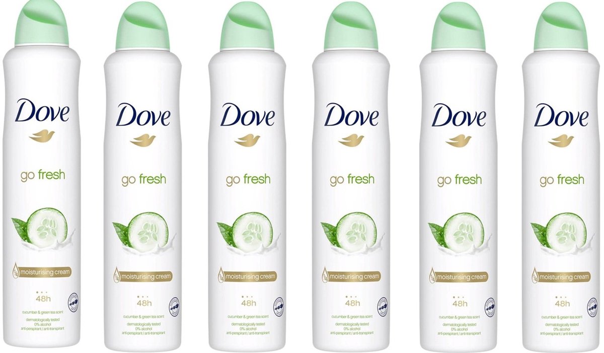 Dove Deospray XL – Go Fresh Komkommer - Voordeelverpakking 6 x 250 ml