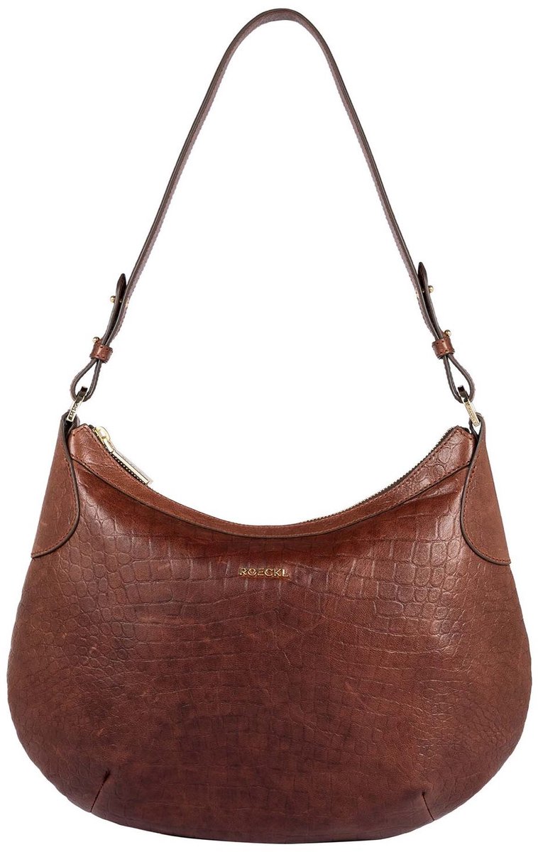 ROECKL Leren schoudertas Liberty Shoulderbag Croco Saddle Brown bruine
