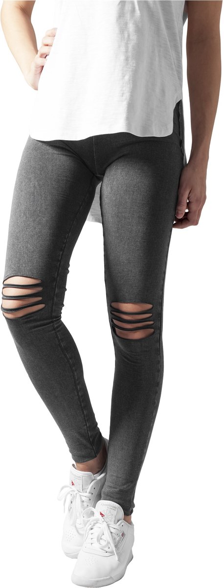 Urban Classics Slashed Knee Dames Legging gemêleerd S Grijs