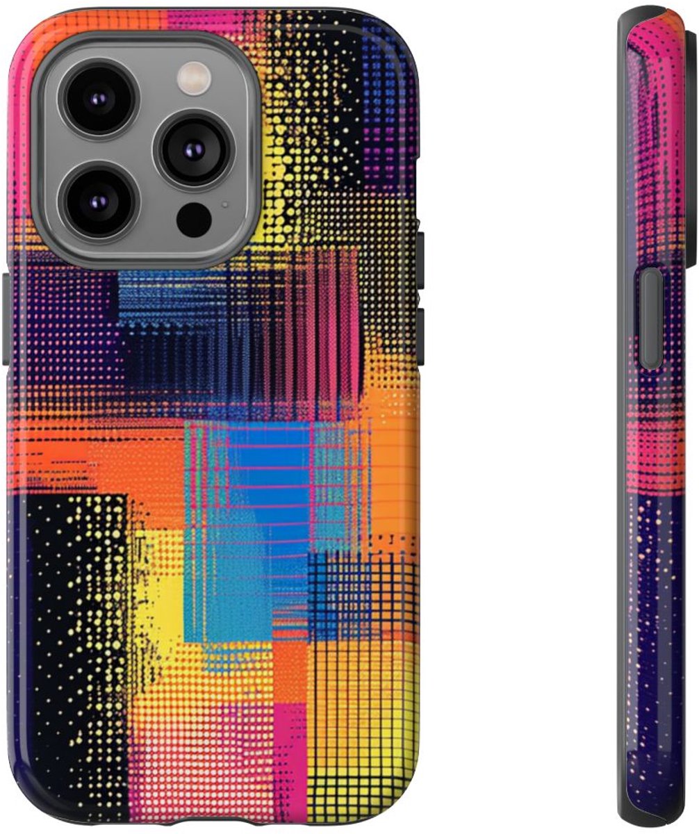 Kleurrijk Abstract Pixelpatroon – Telefoonhoesje Geschikt voor iPhone 14 Pro
