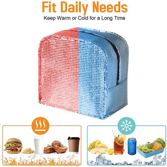 1 stuks - Lunch Bag - Herbruikbare Draagtas - Voor Dames & Heren - Picknicktas - Met Schouderband - 23x13x21cm - Zwart van Merkloos — afbeelding 4