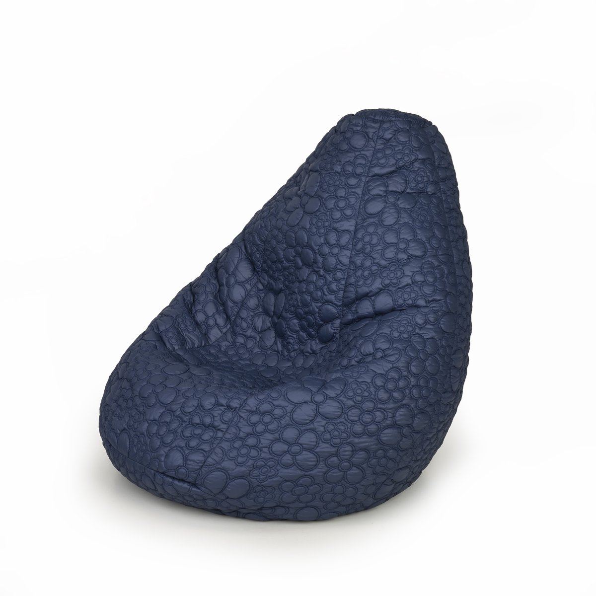 Drop & Sit - compacte zitzak - tijdloos gewatteerd - bloemmotief - donkerblauw - 180L met uitneembare binnenzak