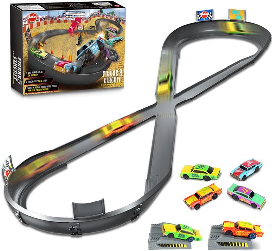 VATOS Treinbanen Elektrische Set - 4 Oplaadbare Crash - 2 Acculaders Trein - 2-in-1 DIY Auto Treinen Speelgoed voor Kinderen Jongens Meisjes 3+ Jaar