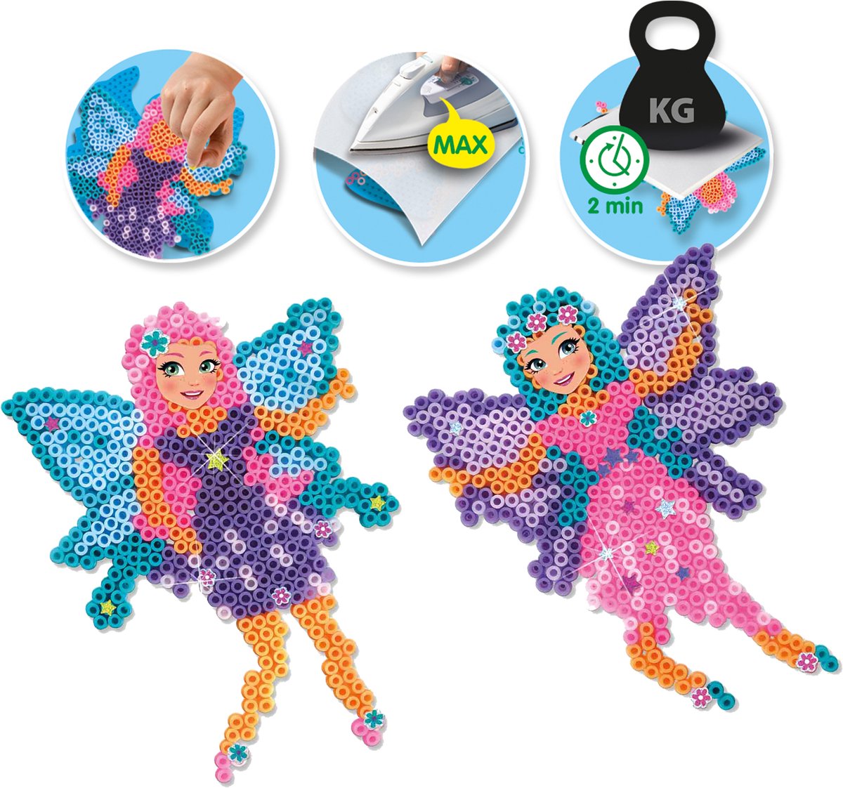 SES Creative - Beedz - Elfjes - 1200 Strijkkralen met Grondplaten en Glitter Stickers - Vanaf 5 Jaar — afbeelding 3