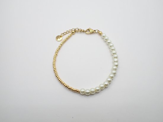 Colure® armband glasparels 6mm white goud Miyuki combinatie