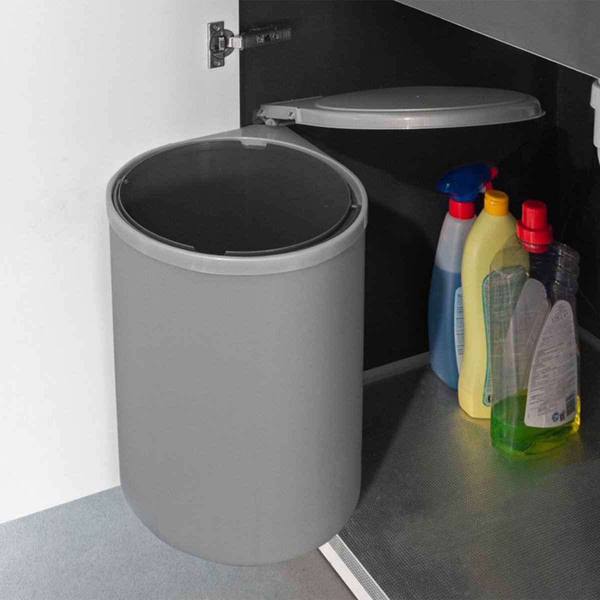 Eleganca afvalbak 13L - uittrekbare prullenbak - inbouw afvalemmer - grijs - B28.5xD28.5xH34cm