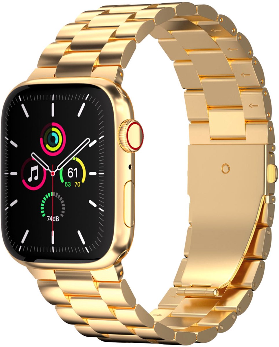 iMoshion Bandje Geschikt voor Apple Watch Bandje Series 1 / 2 / 3 / 4 / 5 / 6 / 7 / 8 / 9 / SE - 38 / 40 / 41 mm - iMoshion Stalen band - goud