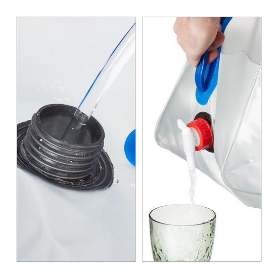 12x opvouwbare jerrycan - 20 liter - water jerrycan met kraan - camping van Merkloos — afbeelding 5