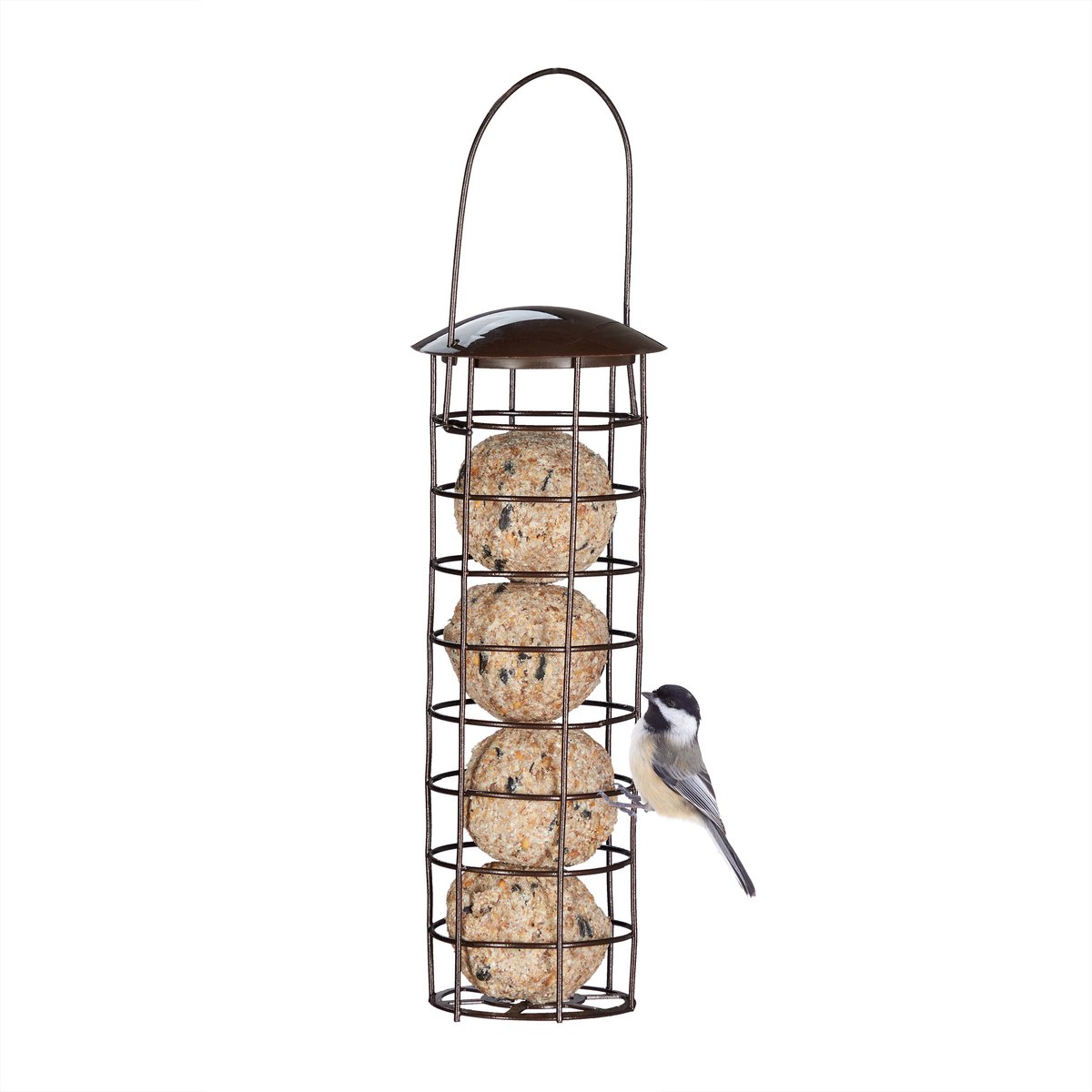 2x vetbolhouder metaal - mezenbolhouder met dak - vogelvoerhouder tuin - vogels