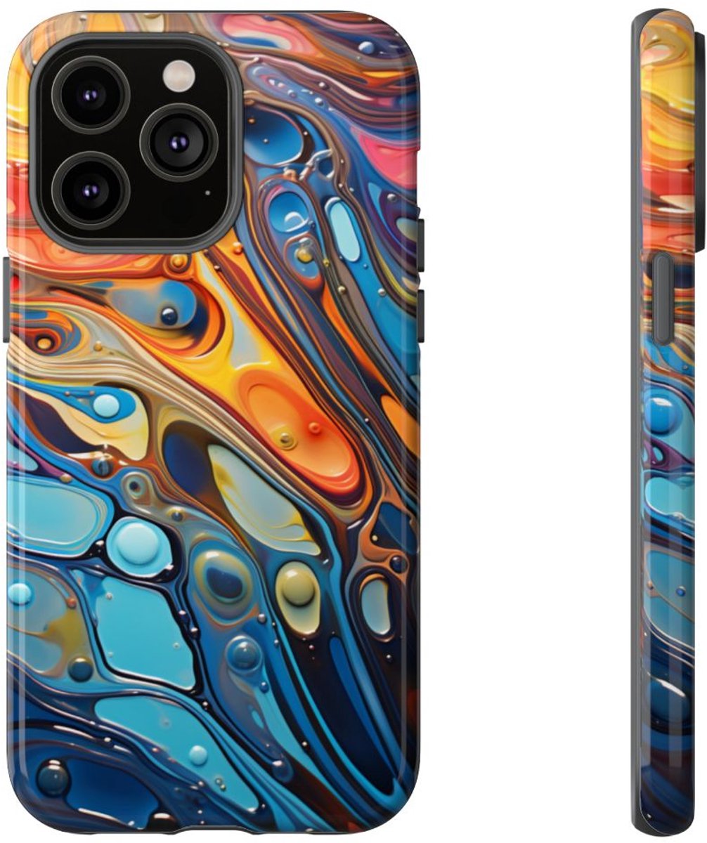 Levendige Abstracte Vloeistofgolven – Telefoonhoesje Geschikt voor iPhone 14 Pro Max