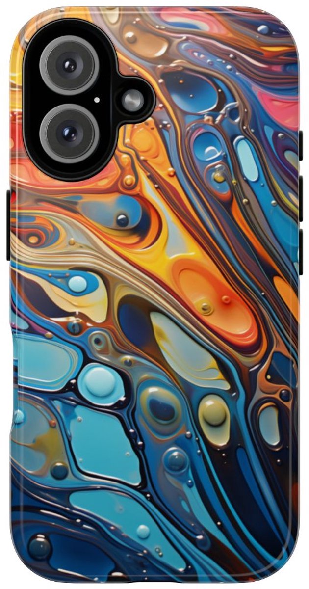 Levendige Abstracte Vloeistofgolven – Telefoonhoesje Geschikt voor iPhone 16