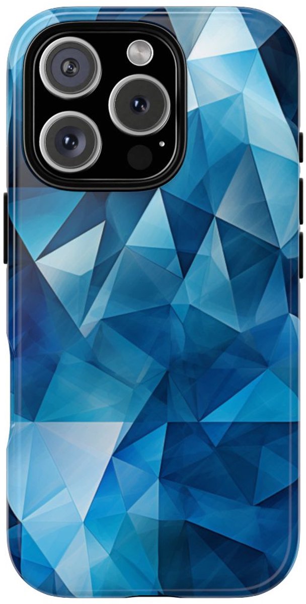 Blauw Geometrisch Driehoekenpatroon – Telefoonhoesje Geschikt voor iPhone 16 Pro