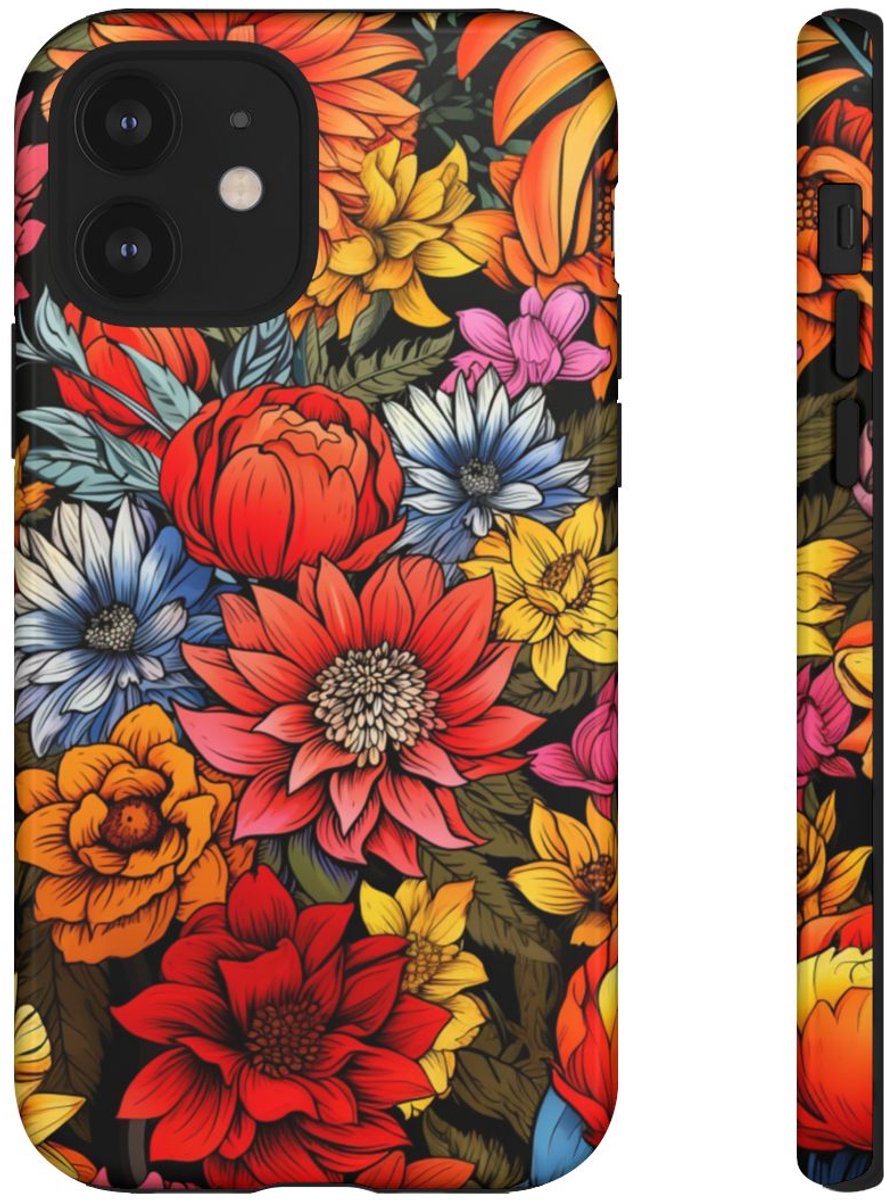 Levendig Bloemenpatroon – Telefoonhoesje Geschikt voor iPhone 12