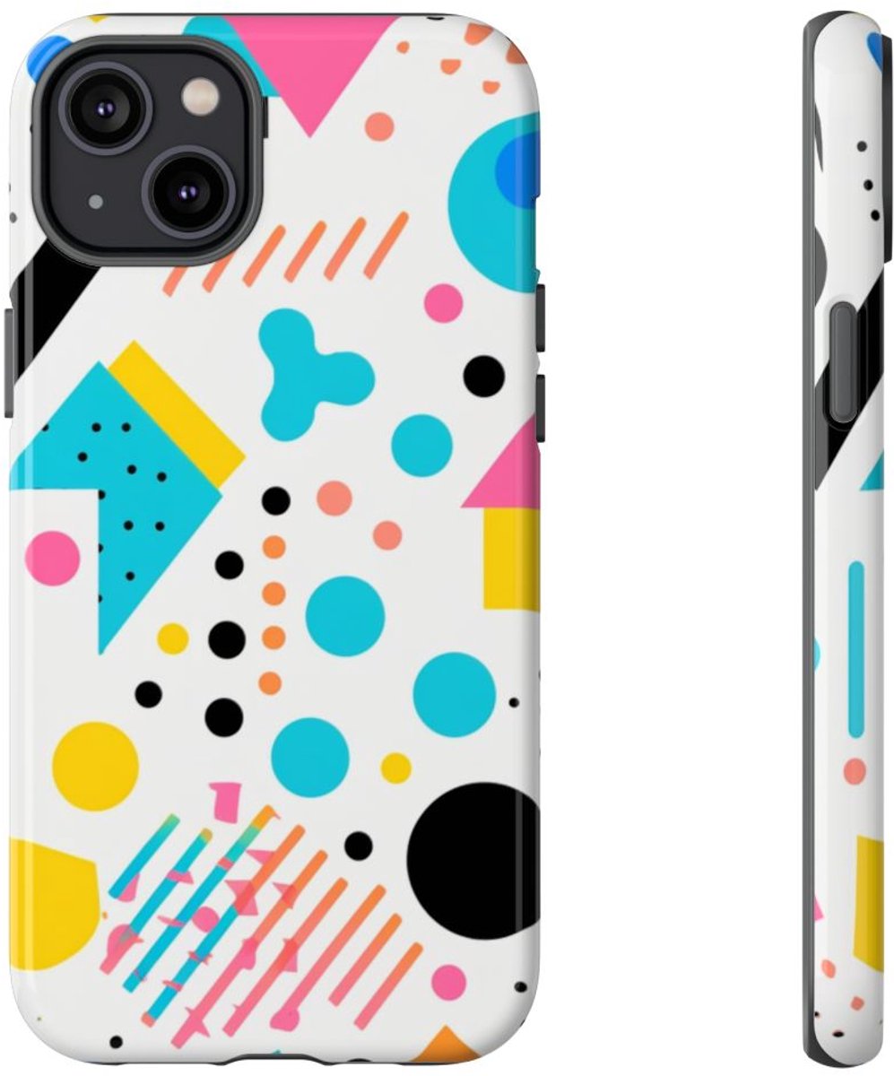 Kleurrijk Memphis Stijl Geometrisch Patroon – Telefoonhoesje Geschikt voor iPhone 14 Plus