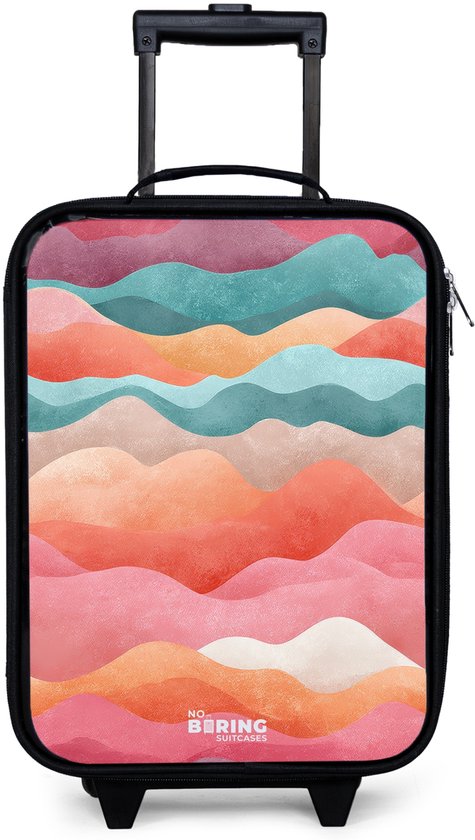 NoBoringSuitcases.com® - Valise enfant fille - Valise trolley enfant fille - Vagues abstraites - Valise légère pour enfant - Valise trolley de voyage pour enfant - Valise à roulettes lumineuses - Valise trolley noire