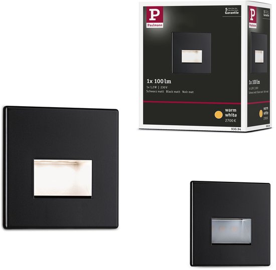 Edge Quadro wandinbouwlamp – 80x5mm – 1,2W – zwart mat