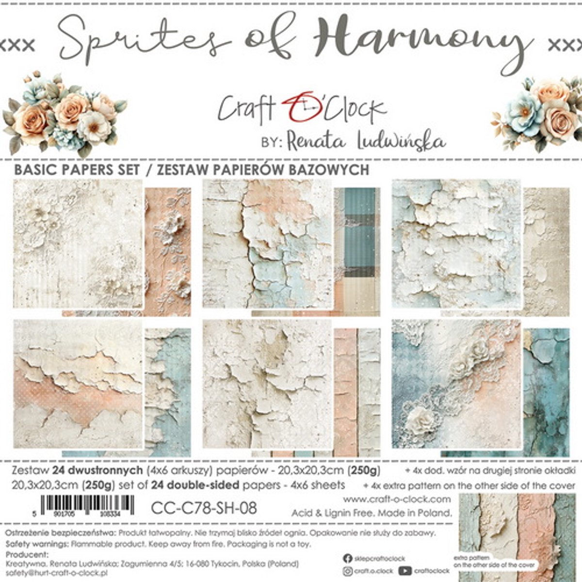 Craft O Clock Basic Paper Pack 20x20 cm - 08 Sprites of Harmony